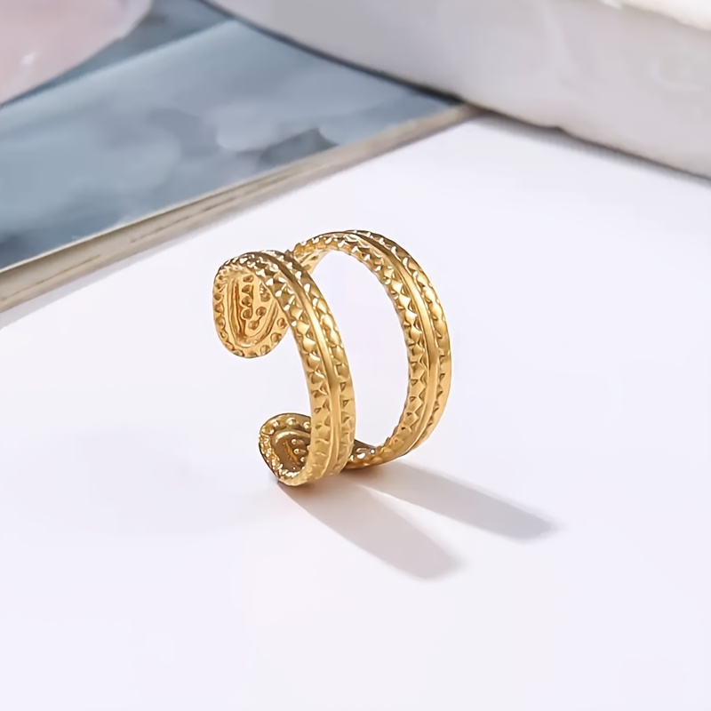 2pcs Women's Fashion Double-Layer Stackable Open Ring Set